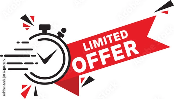 Obraz Last Minute Limited Offer with Clock for Sale Promo, Button, Logo or Banner Illustrator