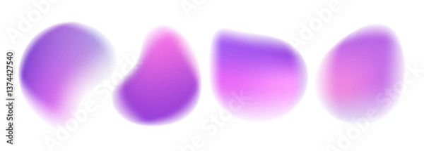 Fototapeta Liquid blurred shapes. Set of soft color gradient defocused curved shapes for creative graphic design. Vector illustration.