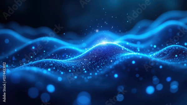 Fototapeta Vibrant blue GLP-1 graphic with a flowing, wave-like texture.