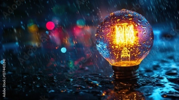 Obraz light bulb in the dark