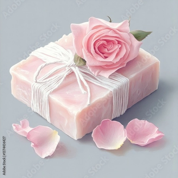 Obraz soap and rose petals