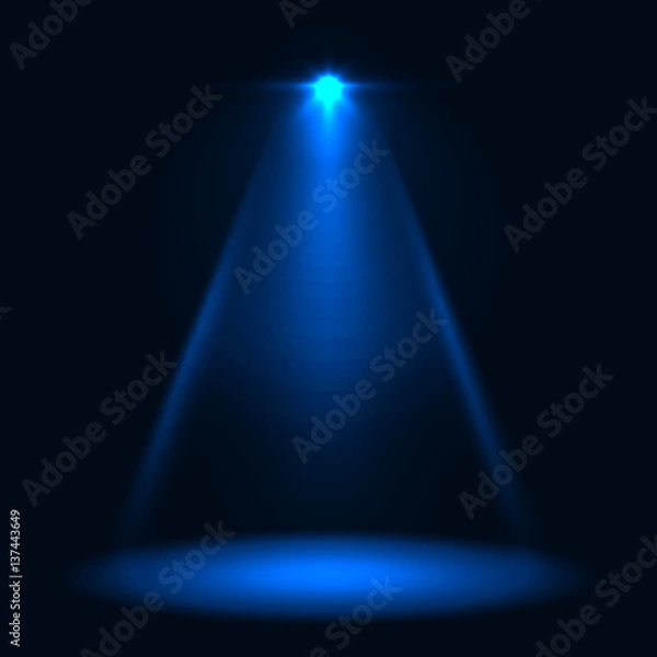 Fototapeta Abstract blue stage spotlight vector background.