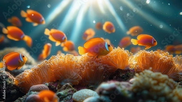 Obraz Underwater Scene With Orange Reef Fish