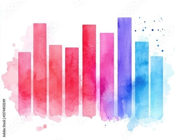 Obraz Abstract Watercolor Chart Colorful Bar Graph Gradient Spectrum Data Visualization Business Concept