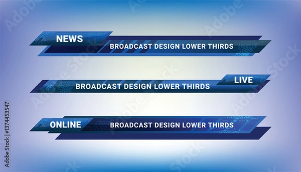 Fototapeta Graphic set of Broadcast News Lower Thirds Banner for Television, Video and Media Channel