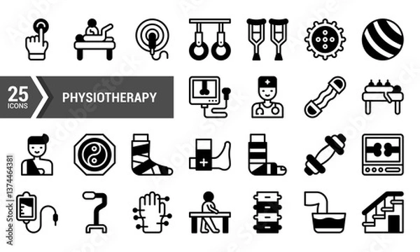 Fototapeta 25 Physiotherapy Icons for Your Website or App.