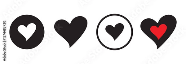 Fototapeta Heart vector set. Various simple red vector heart love icon. Vector illustration eps 10