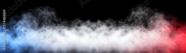 Fototapeta Colorful smoke clouds against black background; design, abstract
