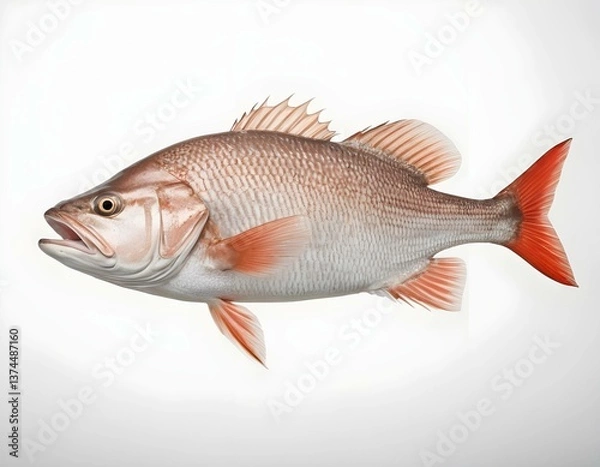 Fototapeta Fresh raw fish isolated on a white background