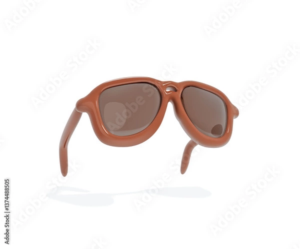 Fototapeta Sunglasses with Brown Lenses 3d icon. Brown Sunglasses isolated vector illustration.