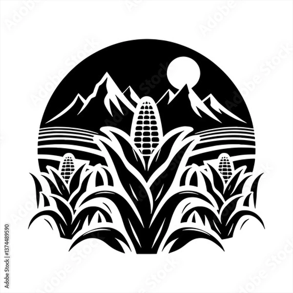 Fototapeta vector illustration of a corn field