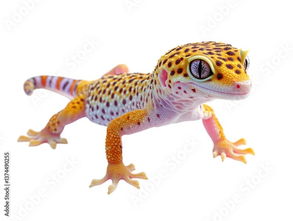 Obraz Isolated Orange Leopard Gecko on White