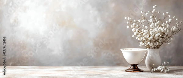 Fototapeta modern gray holly communion background; simple, elegant & bright christian church traditional sacrament photo