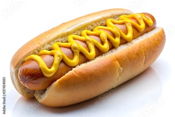Obraz Hot dogs with mustard and ketchup served in buns