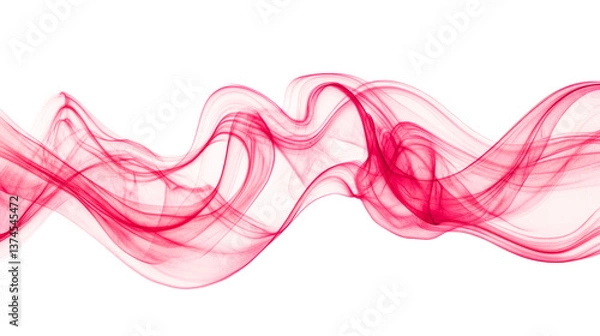 Fototapeta Swirling red smoke effect design element on black background, cut out transparent