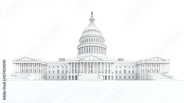 Fototapeta Iconic Capitol Building: Neoclassical Landmark and Civic Symbol of USA's Government and Democracy