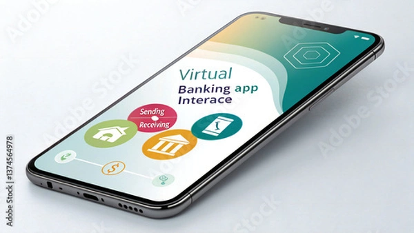 Fototapeta Digital smartphone touch screen displays social media icons