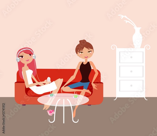 Obraz Two girl sitting and talking