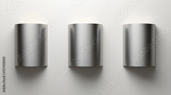 Fototapeta Modern Minimalist Wall Sconces in a Contemporary Setting, Showcasing Sleek Stainless Steel Design with Soft Lighting for Elegant Interior Decor