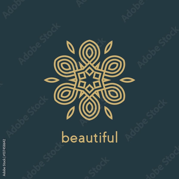 Fototapeta Luxury vector logo. Linear emblem