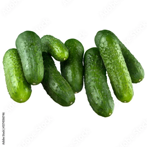 Obraz Fresh cucumbers, pictures of cucumbers, cucumber products, healthy cucumber juice, cucumber juice advertisement, high-quality pictures of cucumber slices.