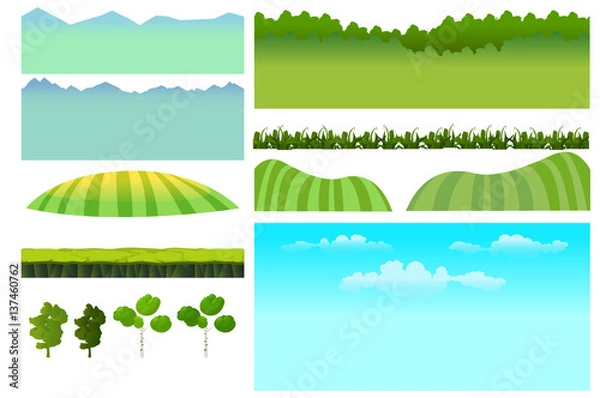 Obraz Set of game elements. Vector Elements for mobile game