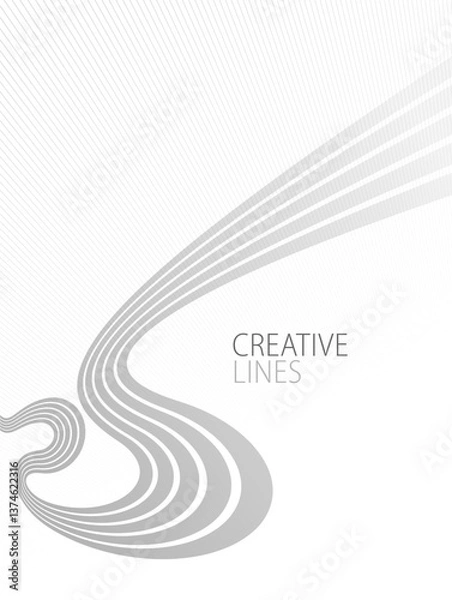 Obraz Wave lines in 3D perspective vector abstract background with smooth gradient of light grey and white monochrome colors, easy relaxing motion.