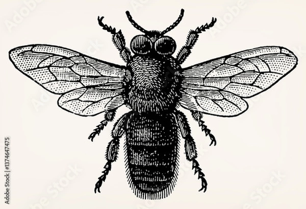 Obraz Drone (Apis mellifera). Antique stylized illustration.