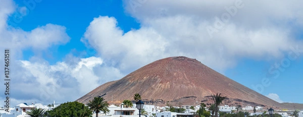 Fototapeta Scenic View of Volcanic Mountain in Lanzarote