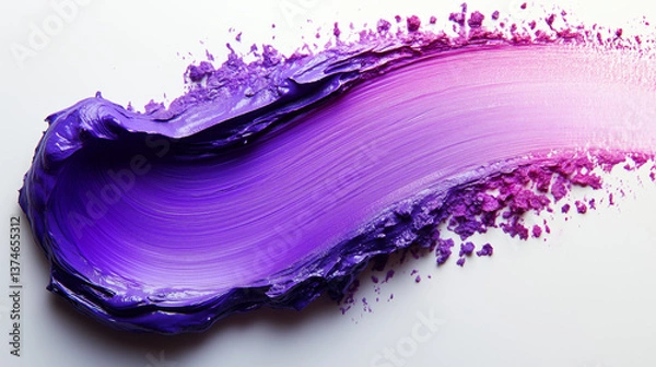 Fototapeta Purple paint brush stroke on a white background, AI generated
