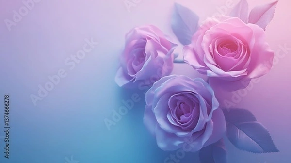 Obraz Close up shot of lavender roses with soft blue and pink image