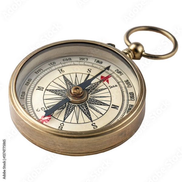 Fototapeta a detailed image of a classic compass with its needle pointing the direction. It embodies the spirit of exploration, and finding the correct direction