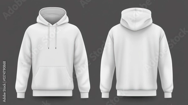 Fototapeta Blank white hoodie mockup front and back view