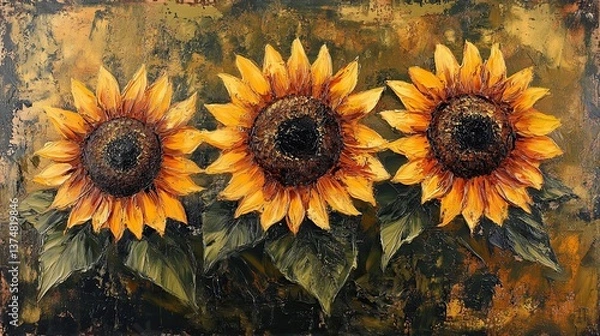 Obraz Rustic painting featuring sunflowers
