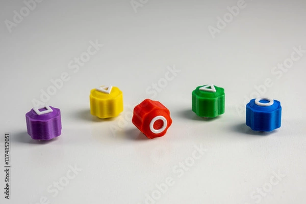 Obraz Gonggi. The traditional Korean game. Cubes on white background.