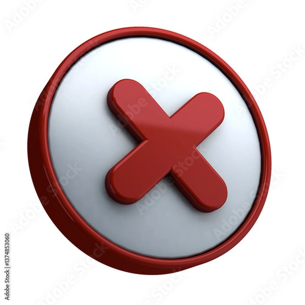 Fototapeta 3D Red Cross Icon: Perfect for Error and Cancellation
