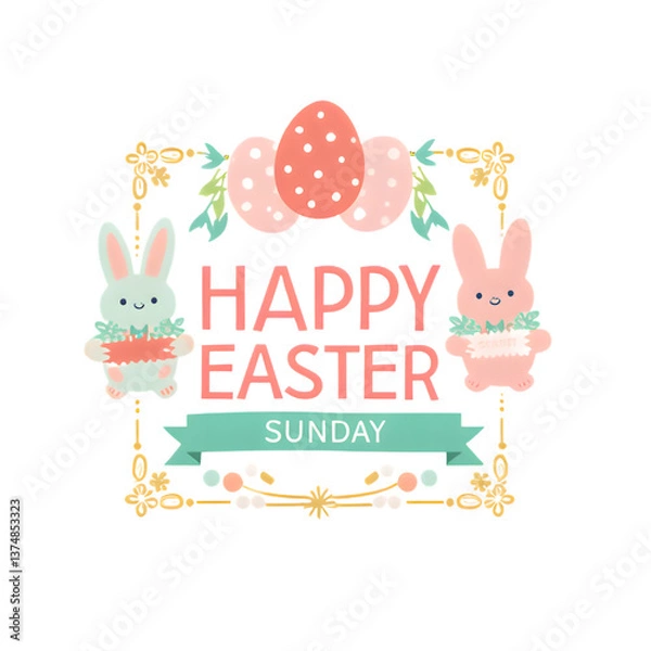 Obraz easter card with bunny and eggs