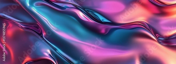 Obraz Abstract fluid 3D render in poster art style with vibrant colors and smooth textures.