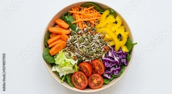 Obraz Vibrant Healthy Salad Bowls with Colorful Ingredients
