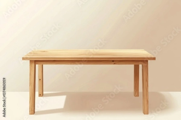 Fototapeta Empty light wood table in a minimalist room