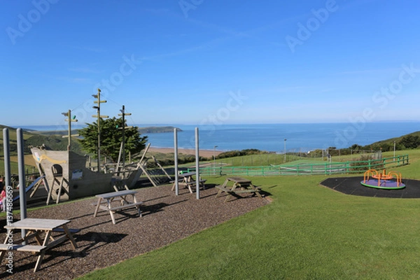 Obraz childrens playground overlooking woolacaombe beach in devon