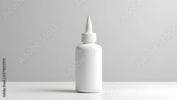 Obraz Opening-less white glue bottle on sandpaper, contrasting smooth form with rough texture for craft visuals.