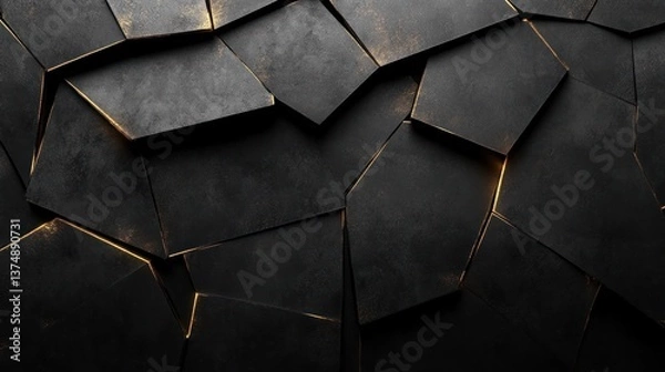 Obraz Abstract Dark Gold Cracked Geometric Pattern Background Texture