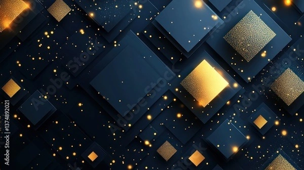 Obraz Elegant Gold and Dark Blue Abstract Geometric Design
