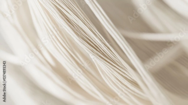 Obraz Abstract composition of elegant white threads creating a flowing and delicate texture, Background  suggestive of softness and intricate patterns.