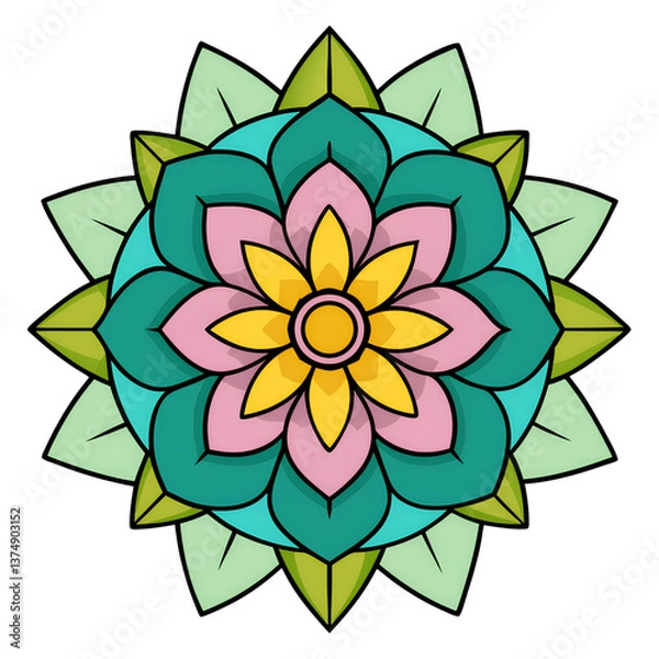 Obraz Mandala illustration isolated on transparent background, PNG format, showcasing circular geometry and intricate details for use in graphic design and artistic projects.

