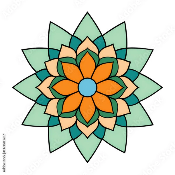 Obraz Detailed mandala illustration isolated on transparent background, PNG file, perfect for use in spiritual, bohemian, yoga, and wellness-themed design projects.

