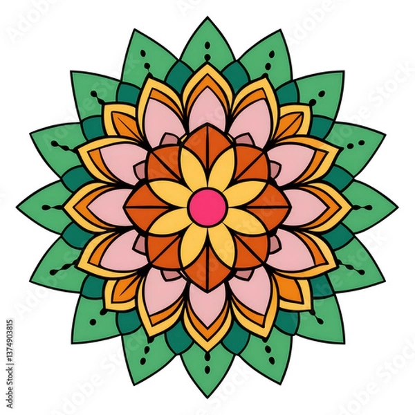 Fototapeta Mandala isolated on transparent background, PNG file