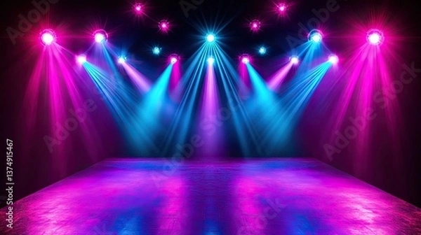 Fototapeta Modern performance stage with dynamic lighting
