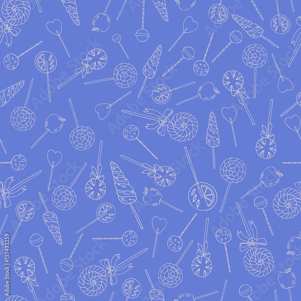 Obraz Sweet hand drawn lollipops seamless vector pattern